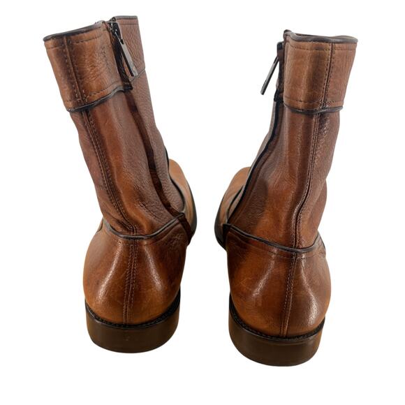 Franco Cuadra Brown Genuine Deerskin Pebbled Leather Zip-Up Ankle Boot Sz 28.5 main image 4